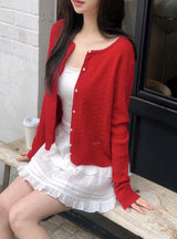 #Mood Cable Lettering Embroidery Round Cardigan (6color)
