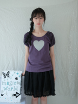 ハートグリッターTシャツ - パープル