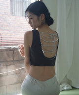 Beaded Strap Draped Cami - Charcoal