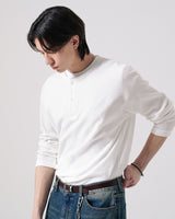 26SS★ Textured Henley Neck Long Sleeve T-Shirts