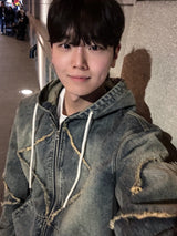 南京ヴィンテージデニムフード付きジャケット