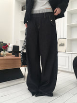 バンディングレイヤードノンフェイドデニム
