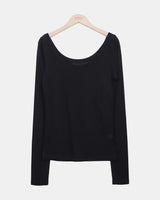 Biljeun Deep U-Neck Long-Sleeve T-Shirt