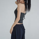 [Hazel] Striped Halter-Neck Sleeveless Top - 3 Colors