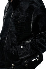 Croc Embossed Leather Jacket