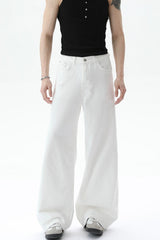 ウォッシュドデストロシードストレートレッグジーンズ