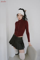leather pleated pants mini skirt