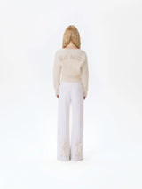 13DE MARZO Base Wide Flare Pants White