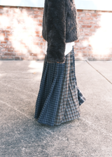 Mix Check Maxi Skirt / Navy