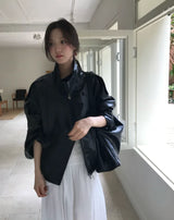 [ autumn basic ] fits snap & buckle over leather jacket