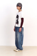 ユニセックス ヒューマンプリントクロップTシャツ (ホワイト)