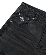ワイドカーゴデニムパンツ (BLACK)