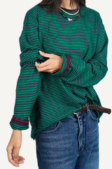 Color matching stripe long sleeve