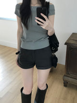 off-shoulder T-shirt (2 colors)