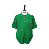Green Cable Collar Short Sleeve Knit