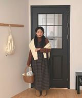 Brownie checkered bustier long skirt sleeveless autumn winter guest look date look 