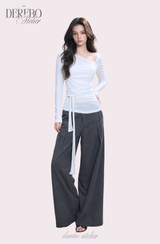 Thai wrap strap long-sleeve T-shirt