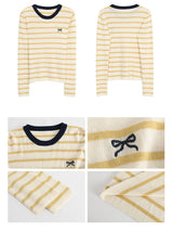 ボウイエローストライプ長袖Tシャツ