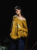 24AW クリサリスサイレンスロゴトランスフォーメーションタイチシルエットウールブルゾンセーター