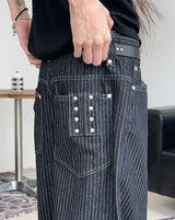 Eiffel studded striped denim pants