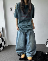 Johnsy Carpenter Balloon Fit Elastic Waist Denim Pants 3color