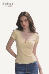バナナ レース Vネック 半袖Tシャツ