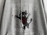 マズキャットプリントオーバーフィットフーディー