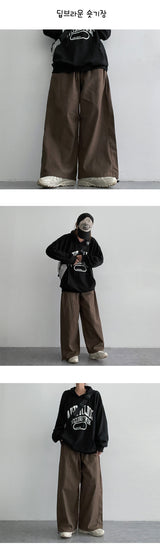 [3 Tier Length] [S-3XL] Wendside Slit Banded Wide Pants (4 colors) Hem String!