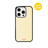 【MADE】パステル ストライプ イエロー アイフォン ケース [Glossy Glass/Magsafe]