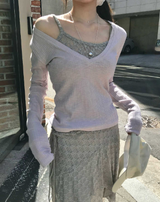 ナビレラスリムディープVトップス