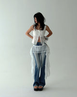 a bean button punching bustier blouse