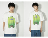 バナナプリントルーズ半袖ベーシックサマー白Tシャツ