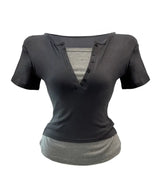 Jena layered button T (3color)