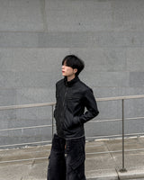 Kale Panel High-Neck Leather Jacket