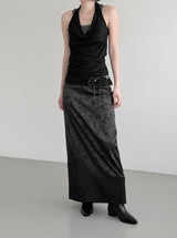 Rose Jacquard Satin Long Skirt