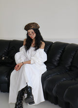 off-shoulder pocket maxi long dress