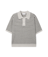 lewen stripe collar short-sleeved knit