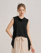 Aveline Cowl Neck Drape Sleeveless Blouse Black