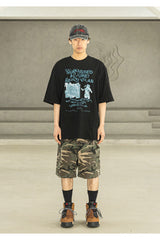 BEACH GLAM REAL OVERSIZED SHORT T-SHIRTS MSFTS002-BK