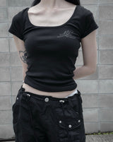 26SS★ [mnem] ME Scoop Neck Baby Tee