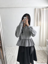 Plaid Frill Hoodie Tee