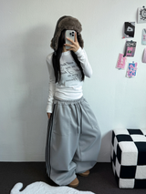 FLEECE❤TRACK BIG POCKET LONG WIDE BALLOON PANTS 🖤🩶💛4COLOR