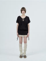 eyelet lace hood op / brown