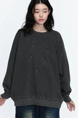 26FW★ハッピー パピー パッチ ピグメント ラグラン スウェットシャツ