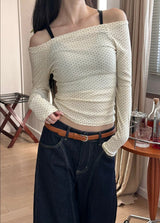 ドットオフショルダースリーブス(3color)