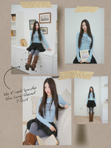 Sky V-neck Spandex Slim Long-Sleeved T-shirt