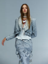 Emoha Silver Cat Tail Burst Leather Jacket