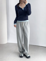 Sharen Elastic Waist Tracksuit Training Pants French Terry Jogger Pants
