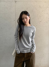 Achu Brushed Basic Round Long Sleeve Tee