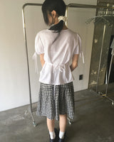 Etch Puff Ribbon Pintuck Blouse